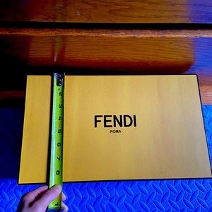 FENDI: empty box with shopping bag,2 ribbons, and card.